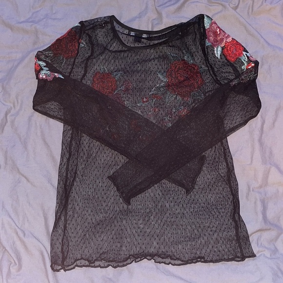 American Eagle Floral Mesh Blouse Size M - Picture 2 of 2